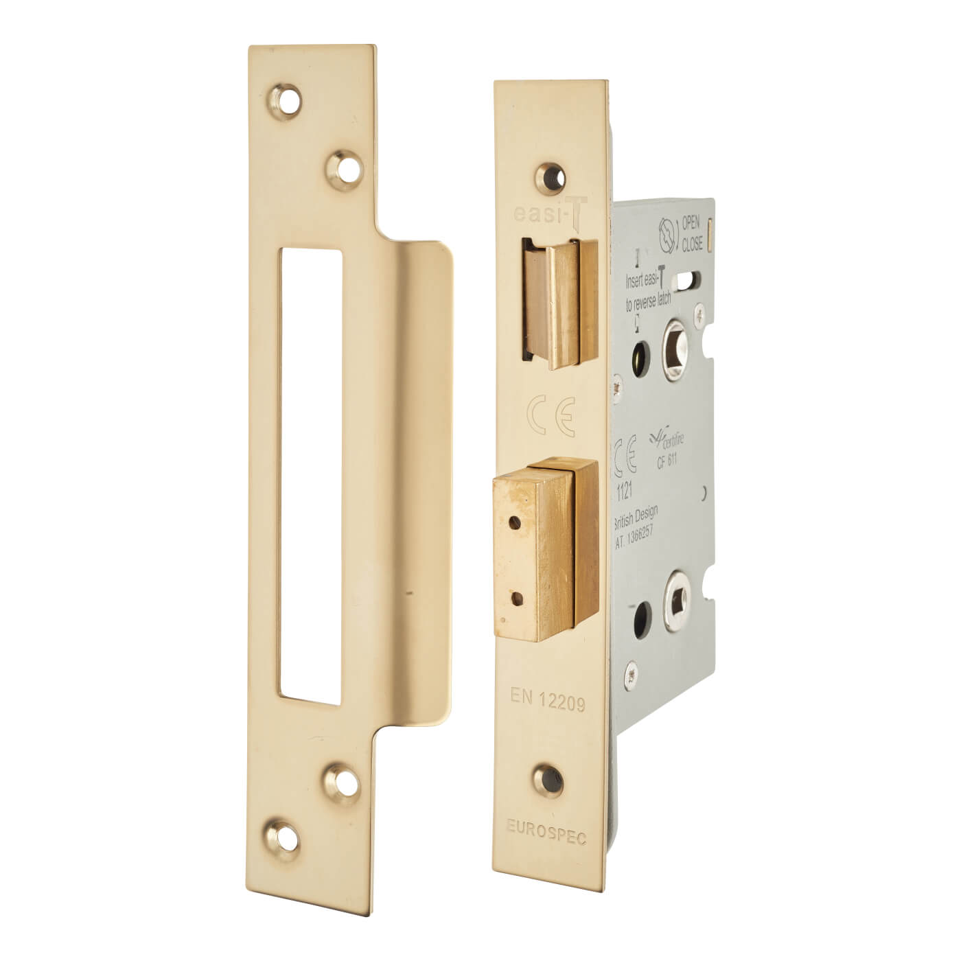 Architectural Bolt Through Bathroom Lock - 65mm Case - 44mm Backset - PVD Brass - view 2