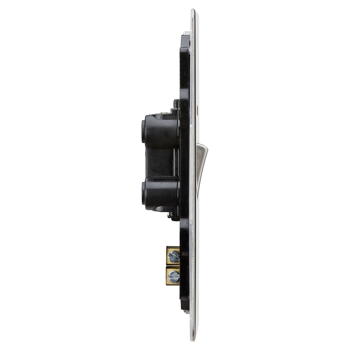 45A 2 Gang Flat Plate Double Pole Cooker Switch with Neon - Brushed Chrome - view 2