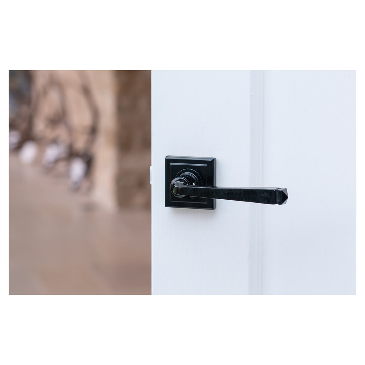 Black Door Handles on Square Rose - Avon Range - view 4