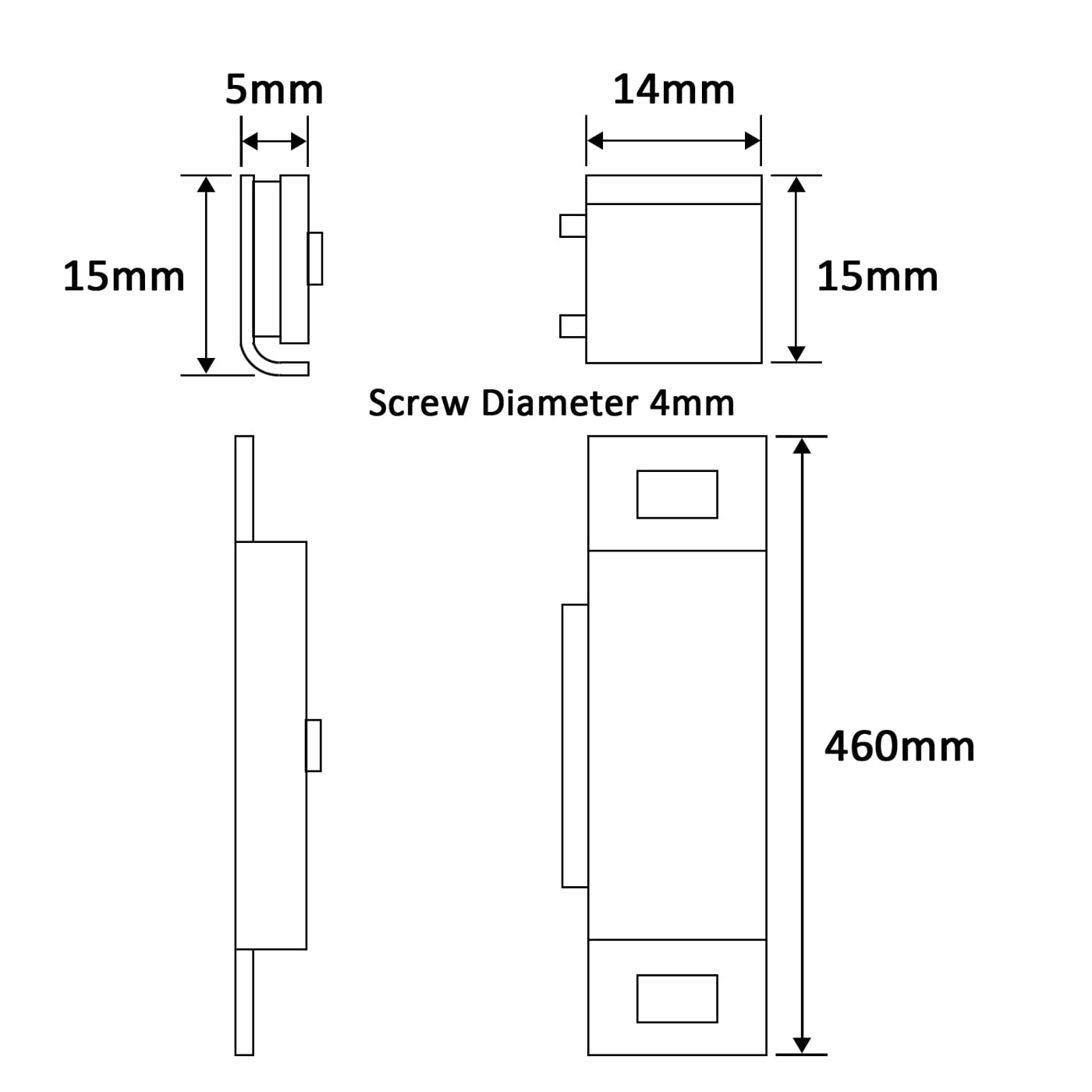 Veel-2 Magnetic Catch - 46 x 15 x 14mm - 6kg Pull - Polished Brass - view 2