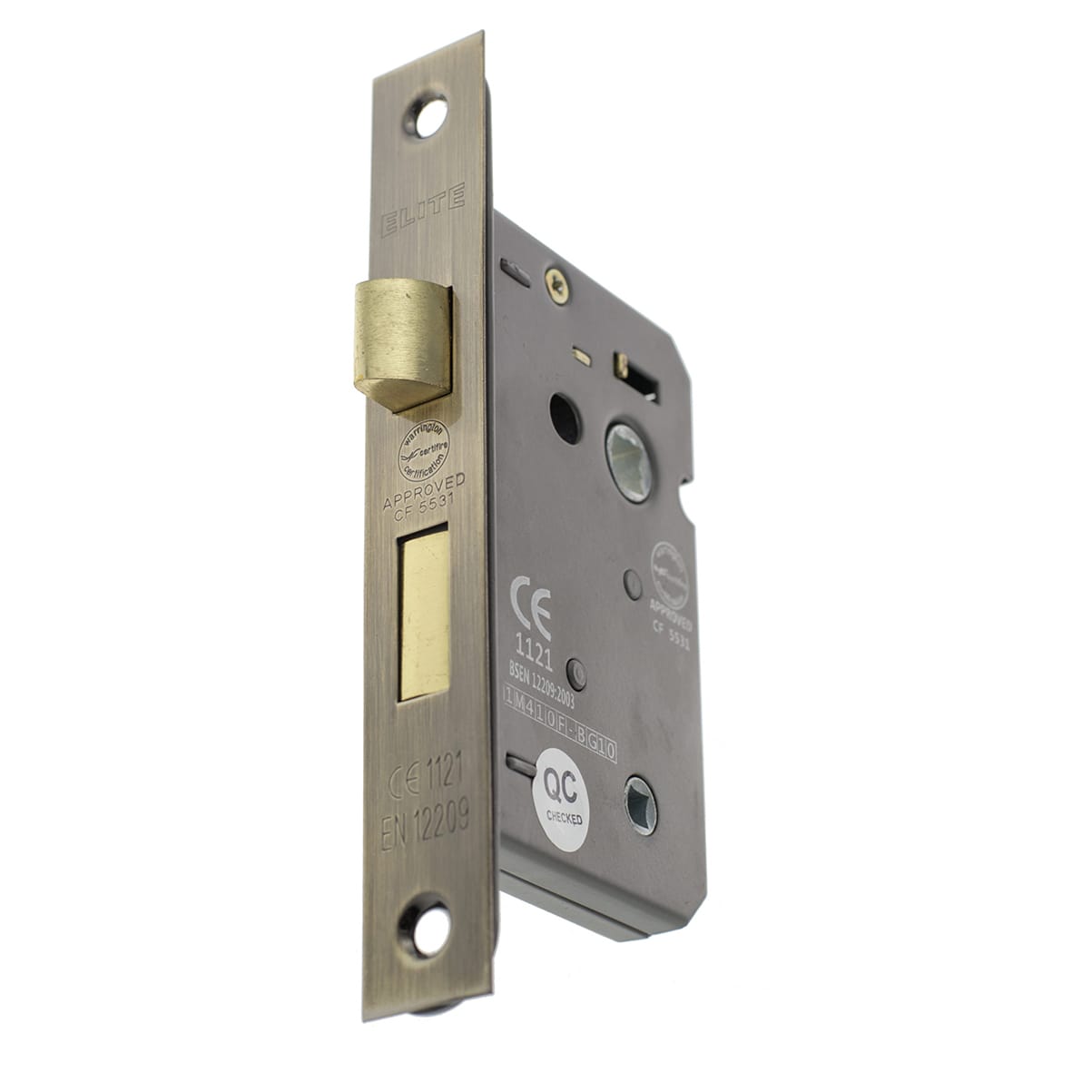 Bolt Through Bathroom Lock - 77mm Case - 57mm Backset - Antique Brass - view 3