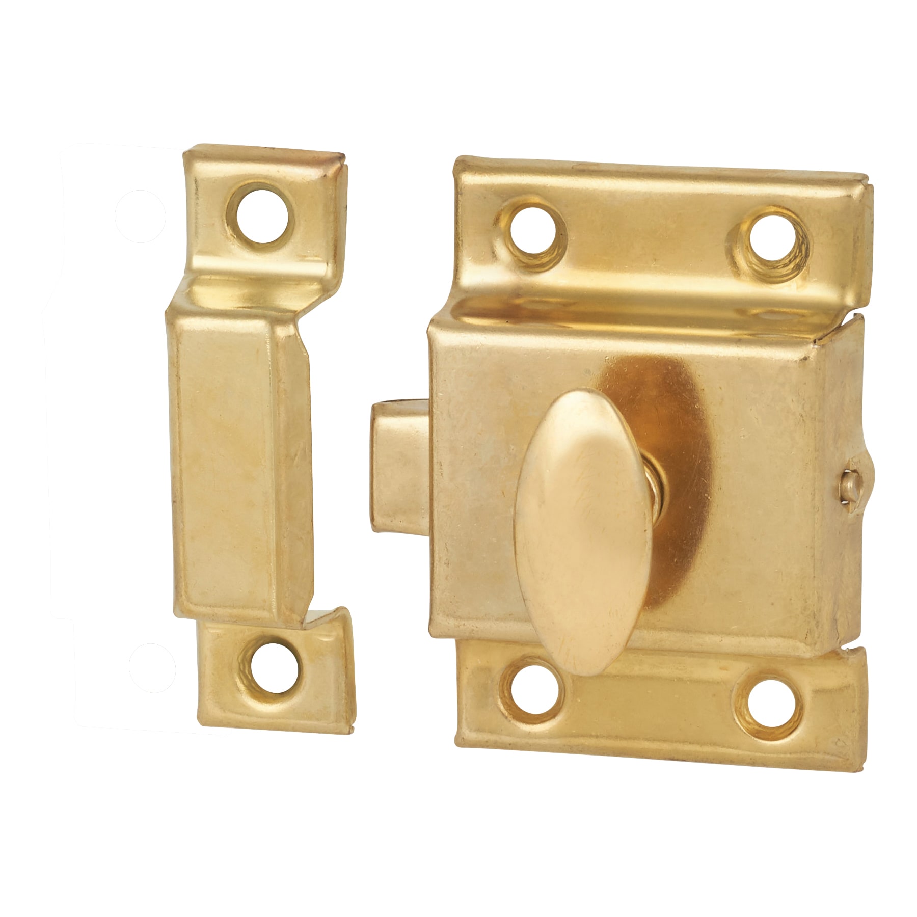 Box Style Cupboard Catch - 55 x 38 x 30mm - Electro Brass - view 2