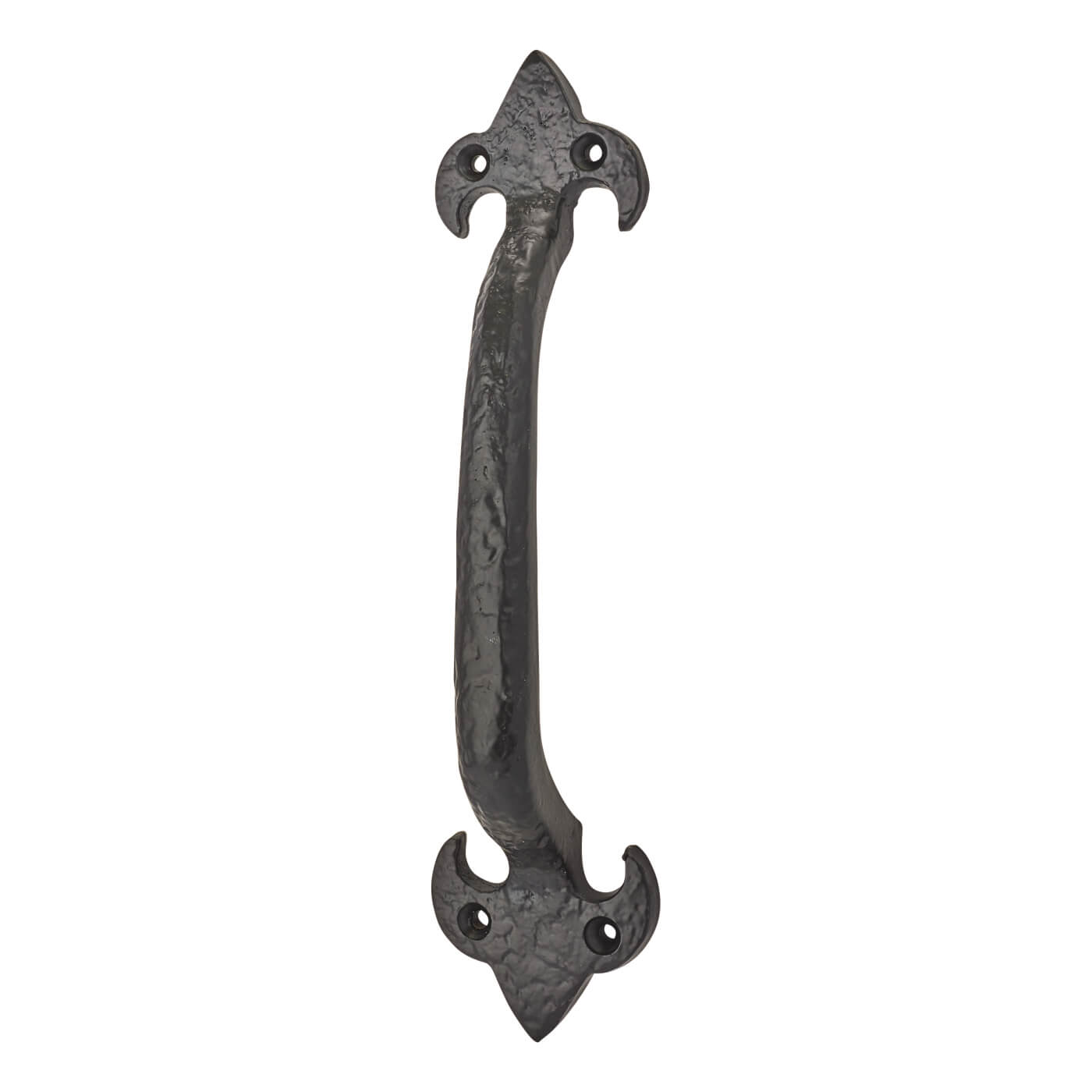 Antique Black Iron Fleur de Lys D-Bar Door Pull Handle - Screw Fix - 230 x 50mm - view 2