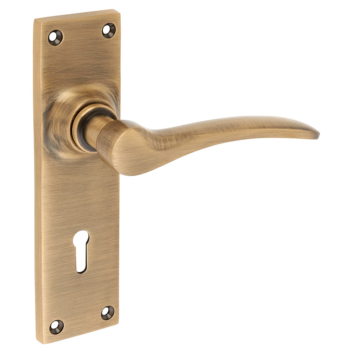 Antique Brass Keyhole Lock Door Handles - Buckingham Range - 152 x 41mm - view 2