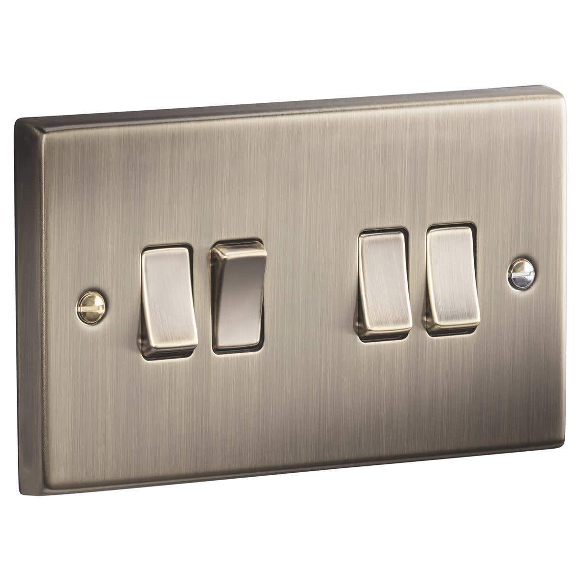 10AX 4 Gang 2 Way Light Switch - Antique Brass - view 4