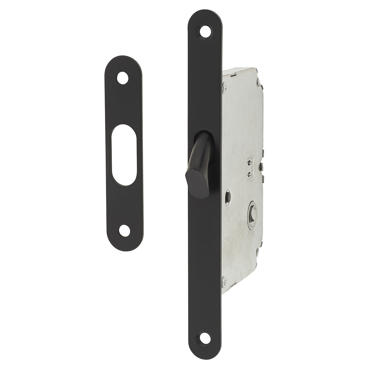 Essentials Round Privacy Handle Set with Lock - Matt Black - view 5