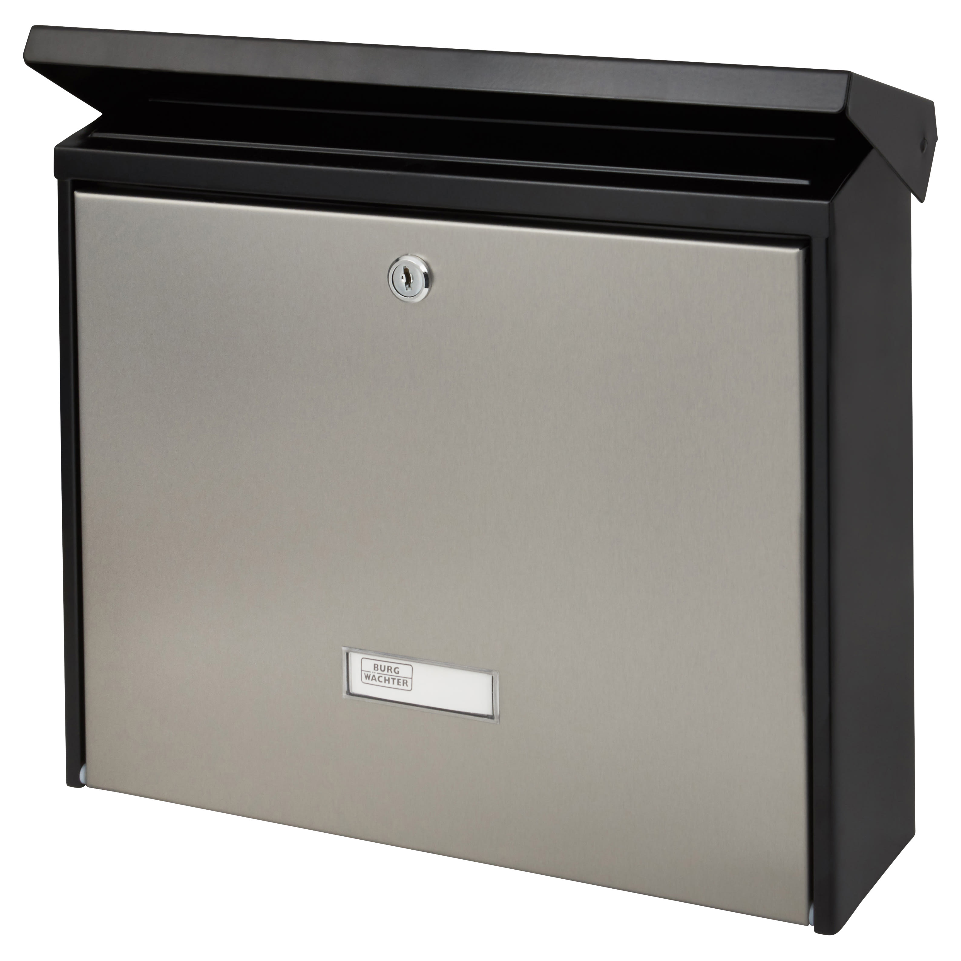 London Postbox - 320 x 377 x 115mm - Matt Black/Stainless Steel - view 3