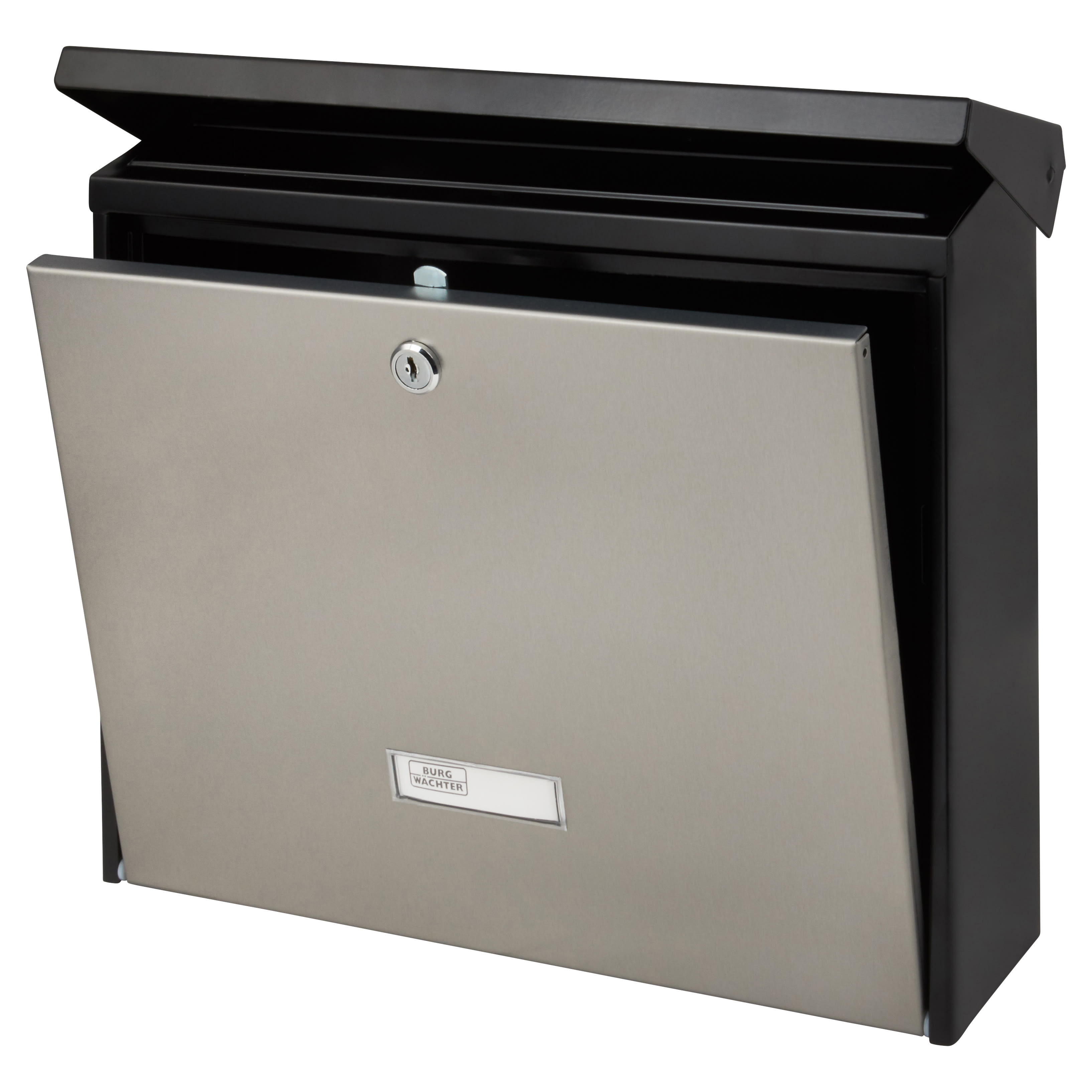 London Postbox - 320 x 377 x 115mm - Matt Black/Stainless Steel - view 4
