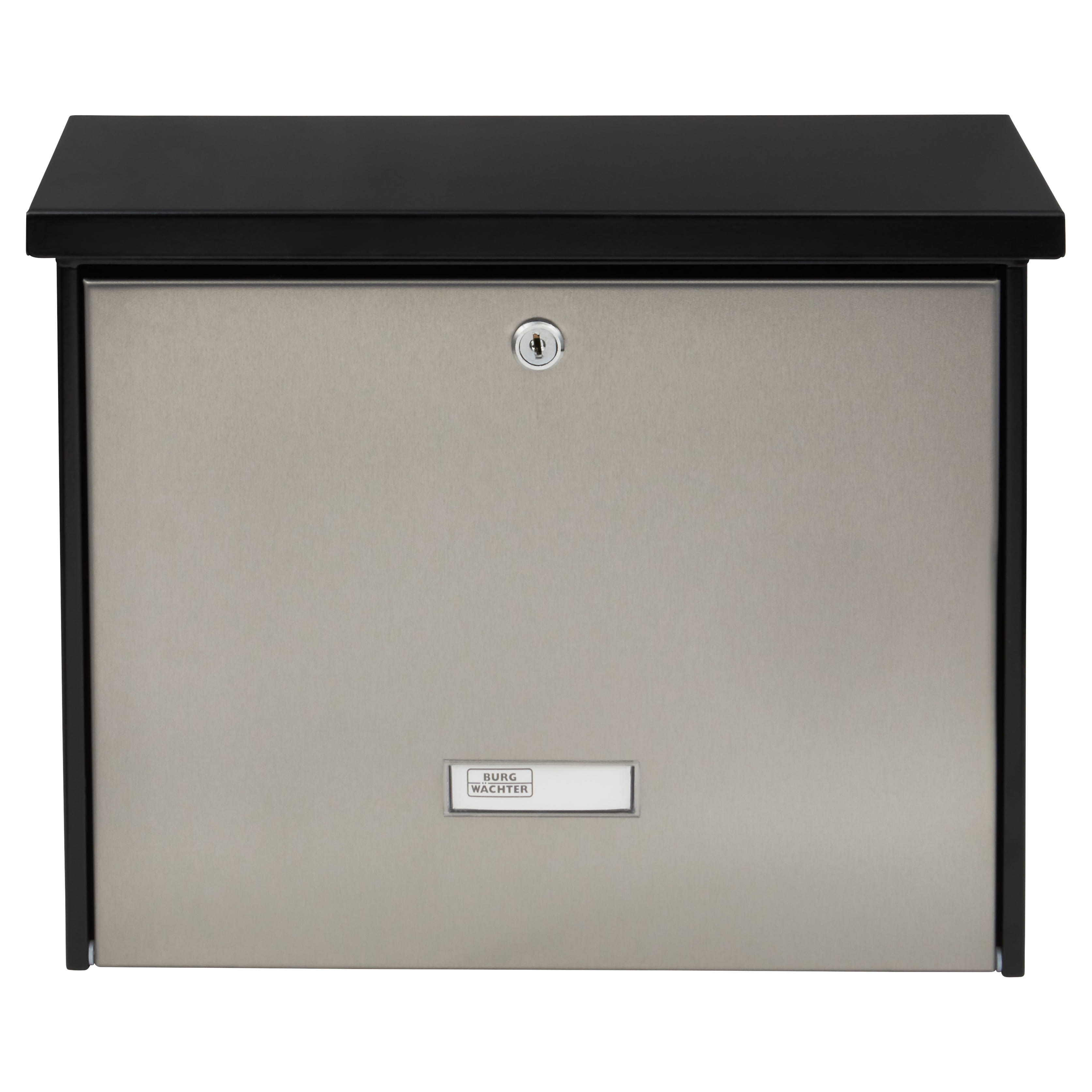 London Postbox - 320 x 377 x 115mm - Matt Black/Stainless Steel - view 5