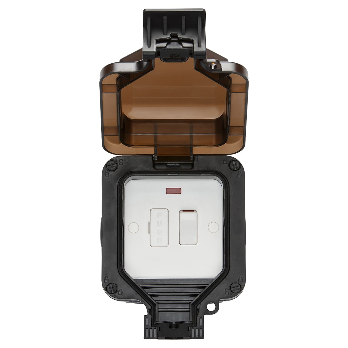 13A 1 Gang Outdoor Weatherproof Switched Fused Spur - Black - view 3