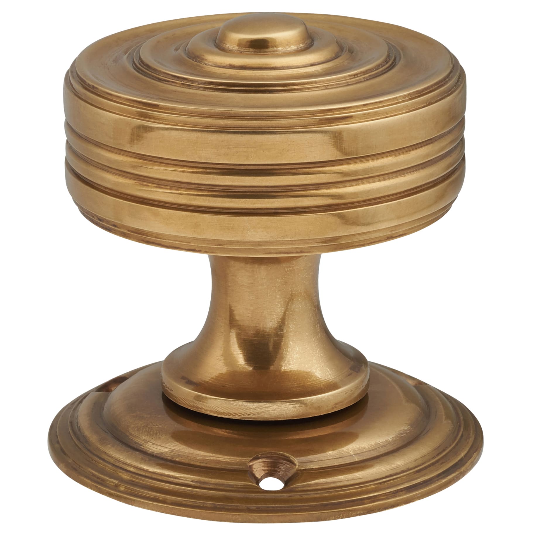 Aged Brass Georgian Ringed Mortice Door Knob - 55mm Rose Diameter - view 2