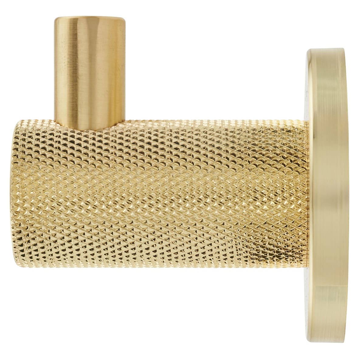 Knurled Single Coat Hook - 50 x 25mm - Satin Brass - view 2