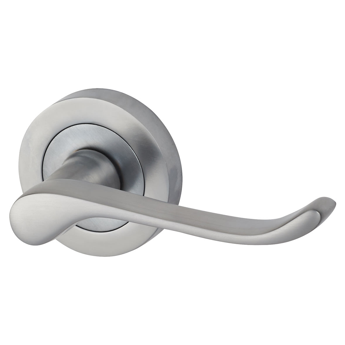 Satin Chrome Scroll Door Handles on Round Rose - view 4
