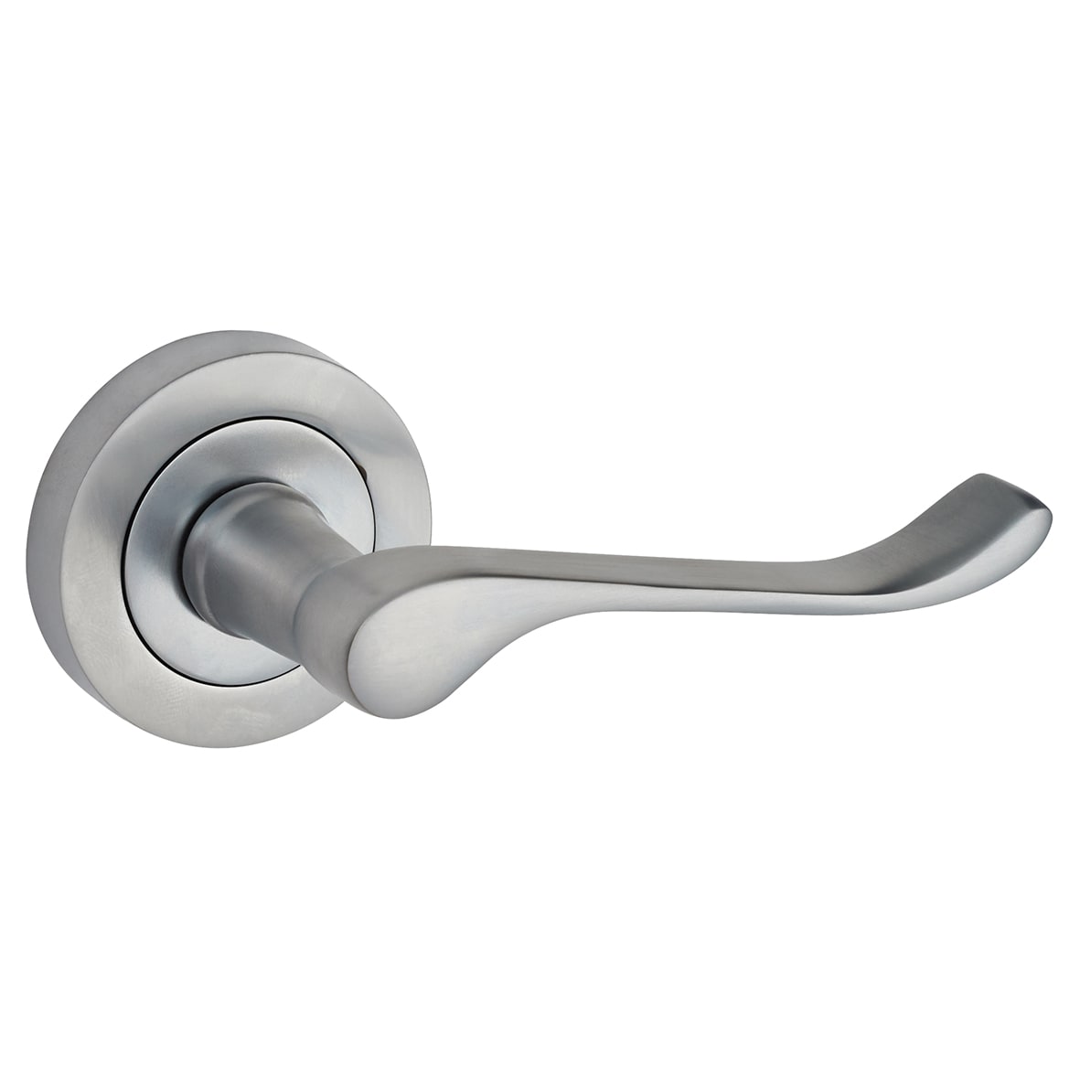 Satin Chrome Scroll Door Handles on Round Rose - view 5