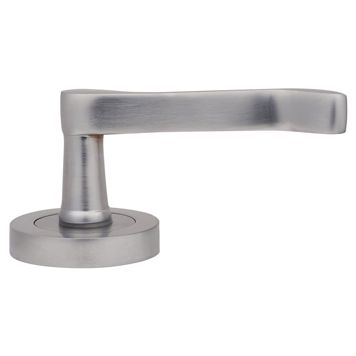 Satin Chrome Scroll Door Handles on Round Rose - view 7