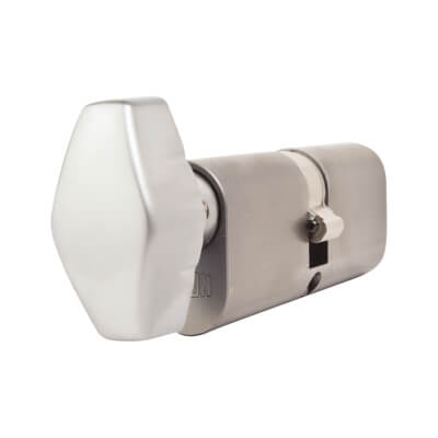 J2X13 Pattern 5 Pin 74mm Oval Thumbturn Cylinder - 37mm Turn + 37mm - Satin Chrome - view 3