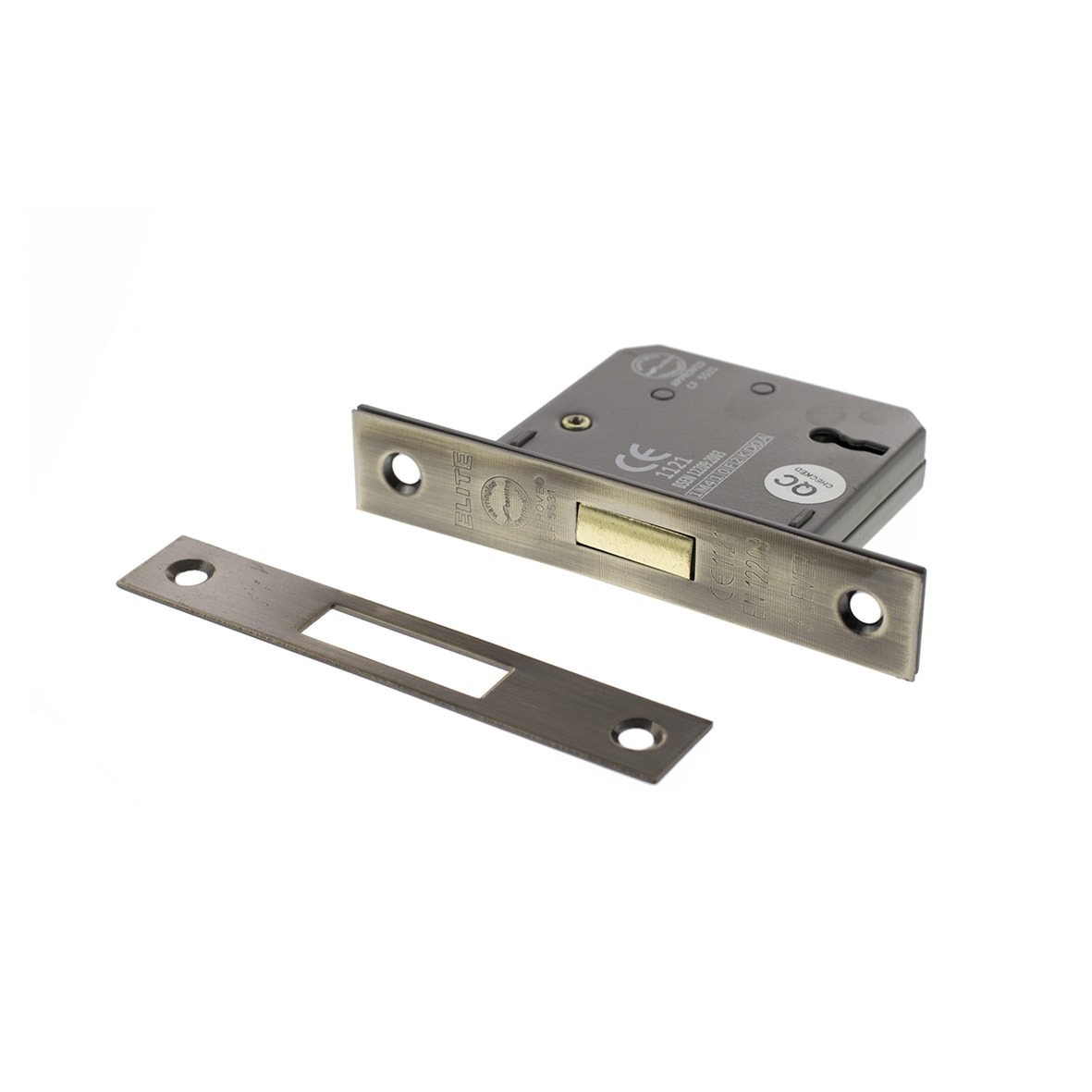 3 Lever Deadlock - 77mm Case - 57m Backset - Antique Brass - view 2