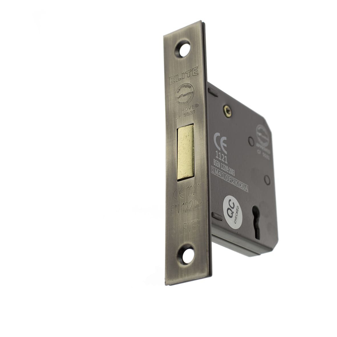 3 Lever Deadlock - 77mm Case - 57m Backset - Antique Brass - view 3