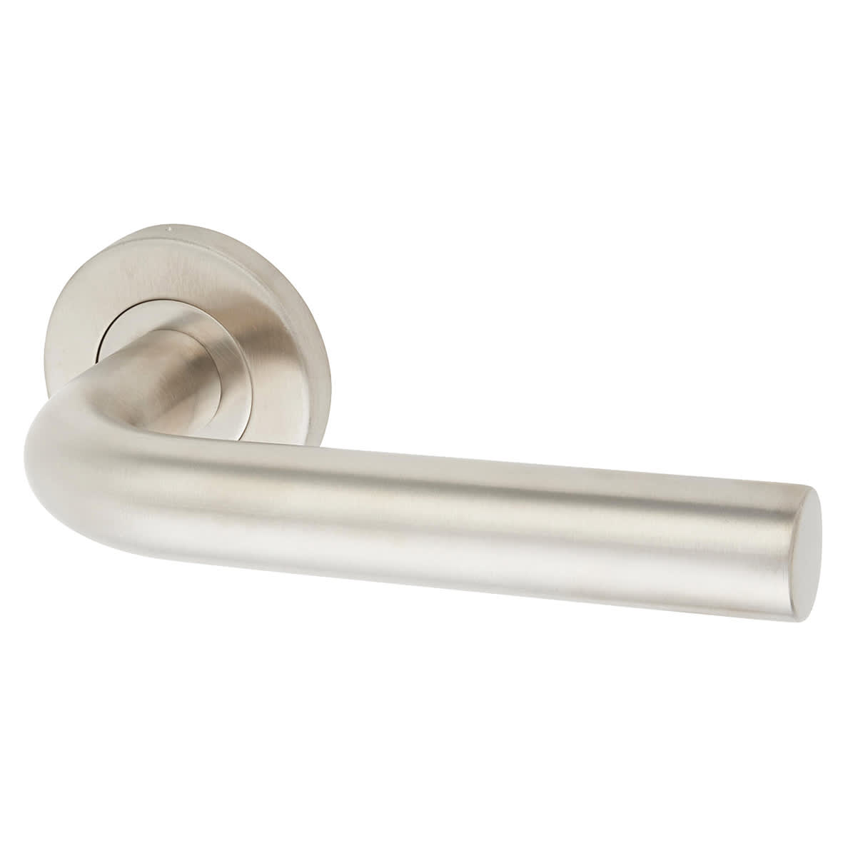 Satin Stainless Steel 19mm Bent Door Handles on Round Rose - view 4