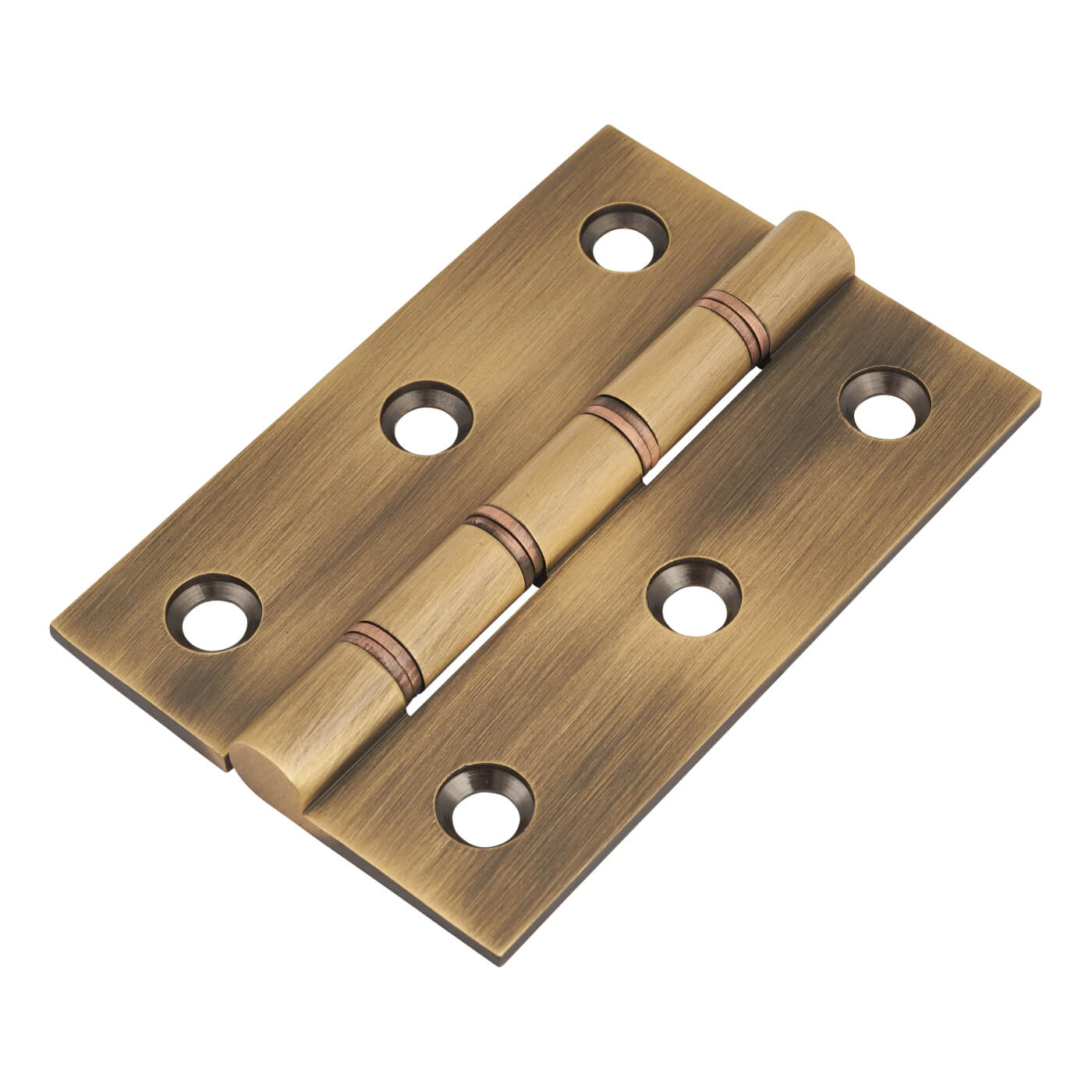 Double Phosphor Bronze Washered Butt Door Hinge - 76 x 50 x 2.5mm - Antique Brass - Pair - view 2