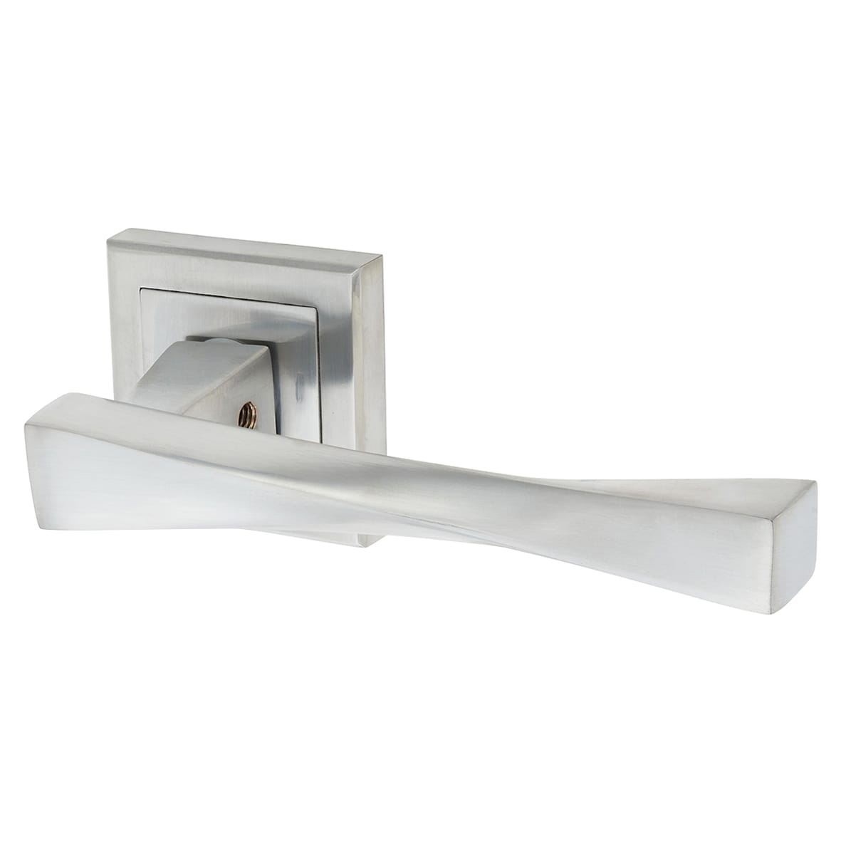 Satin Chrome Twist Door Handles on Square Rose - Spirit Range - view 4