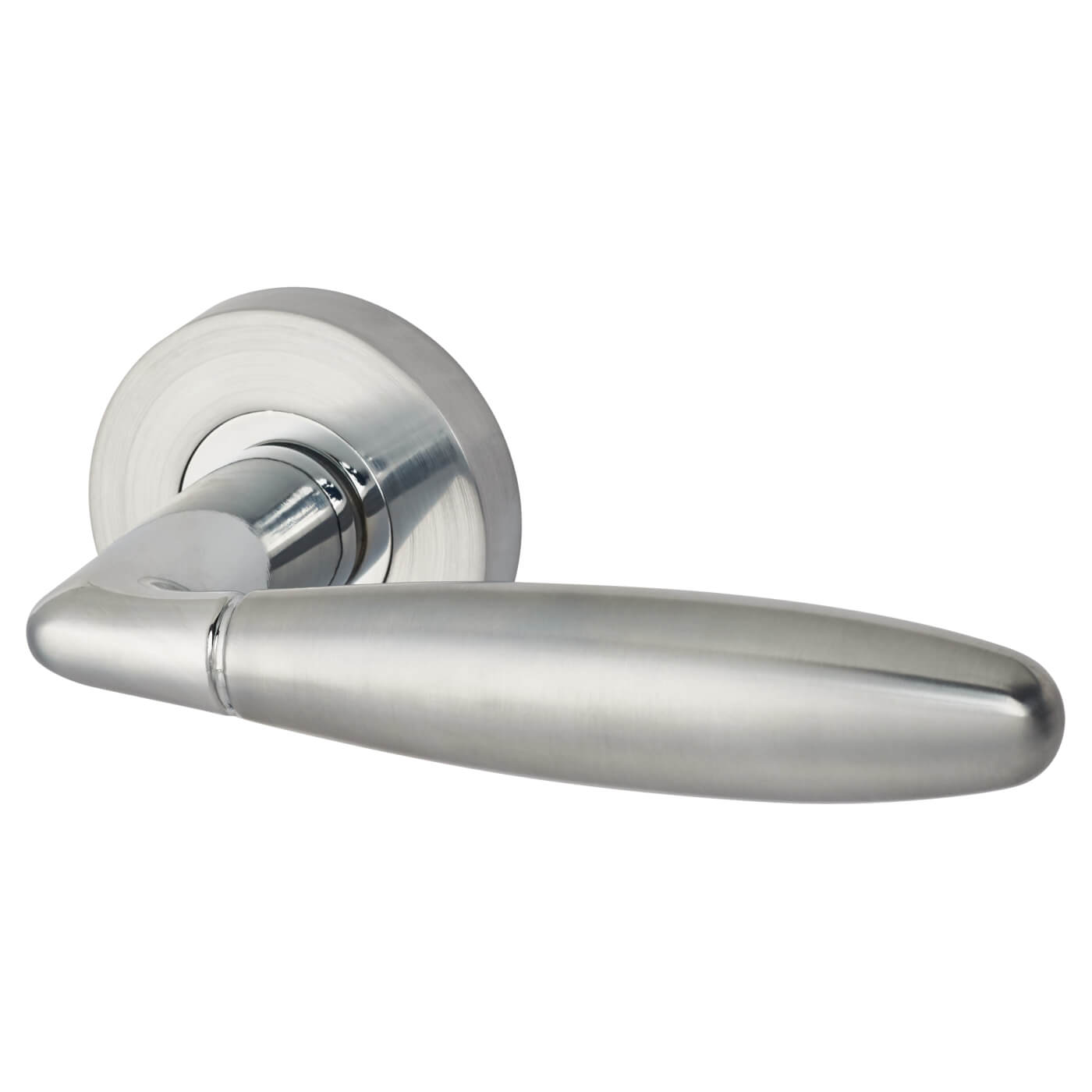 Polished/Satin Chrome Door Handles on Round Rose - Harrier Range - view 2