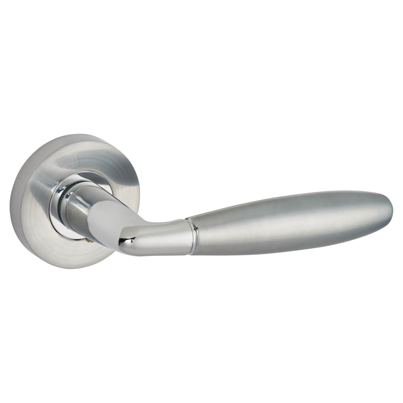 Polished/Satin Chrome Door Handles on Round Rose - Harrier Range - view 3