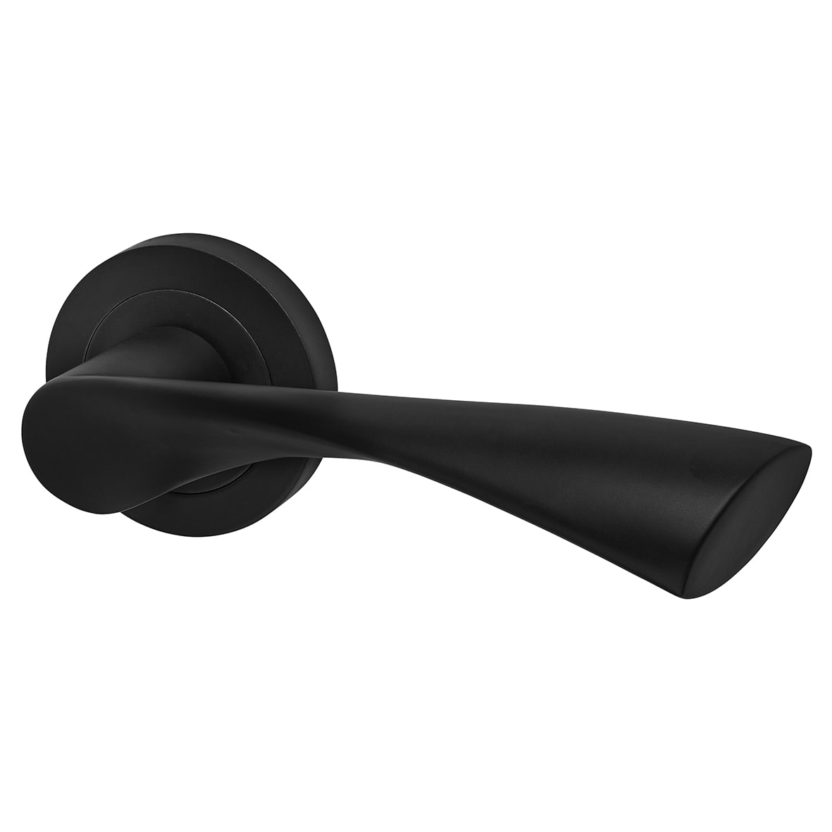 Matt Black Door Handles on Round Rose - Knightsbridge Range - view 4
