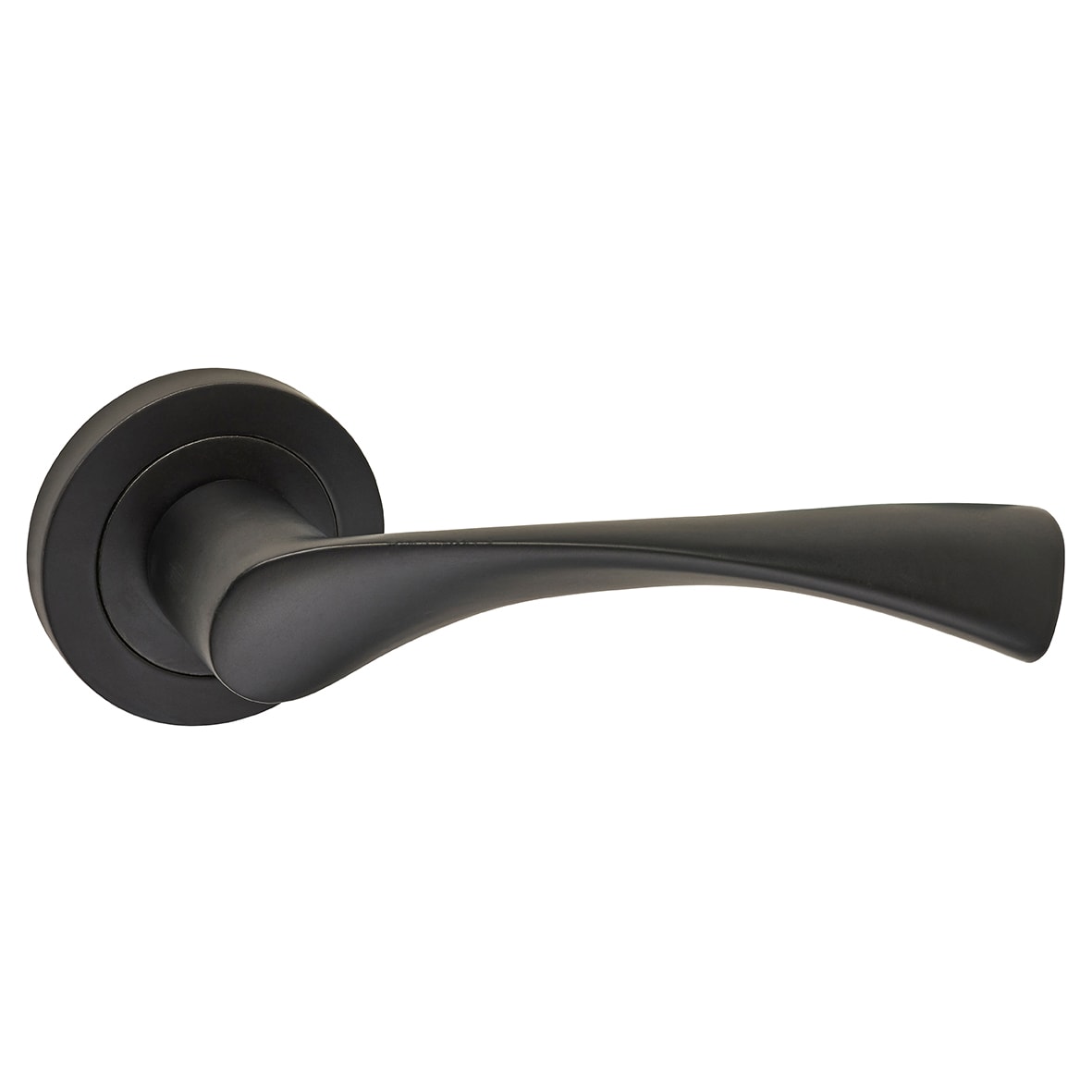 Matt Black Door Handles on Round Rose - Knightsbridge Range - view 5