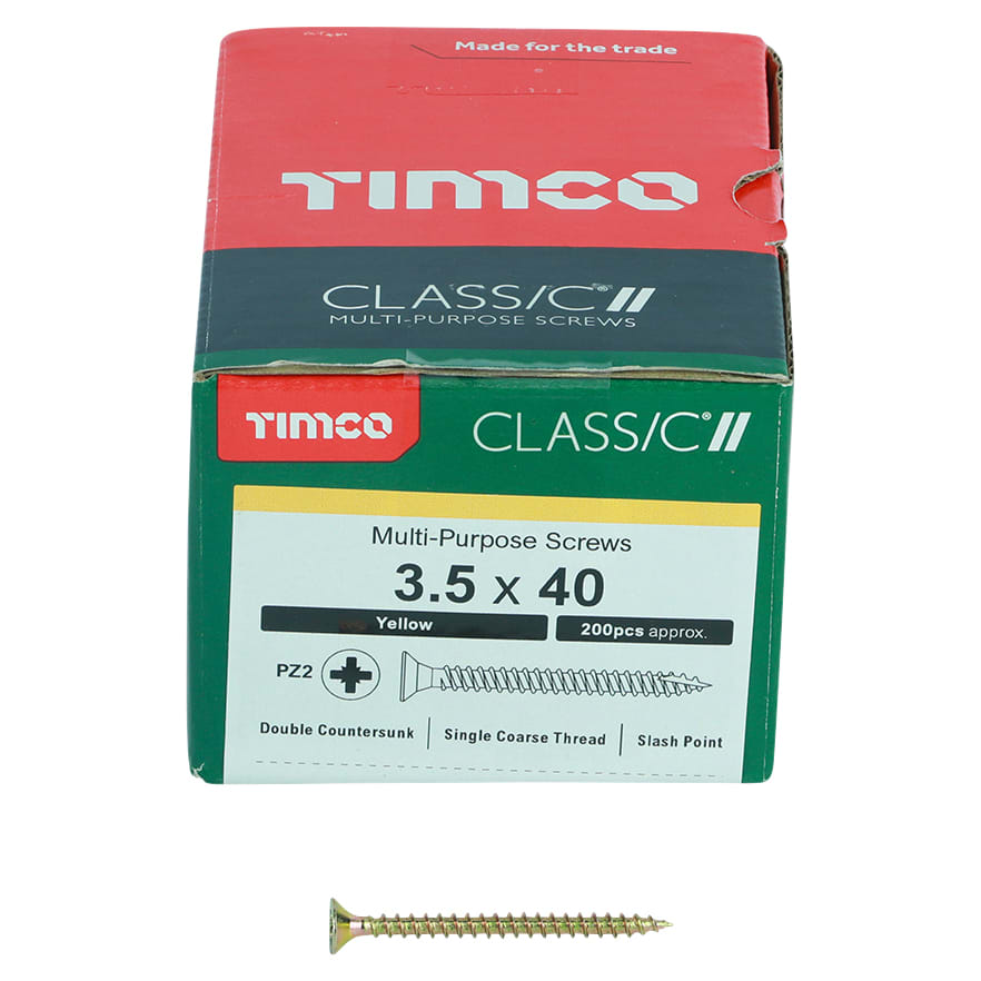 Classic Pozi Countersunk Wood Screws - 3.5 x 40mm - Yellow Zinc - Pack of 200 - view 3