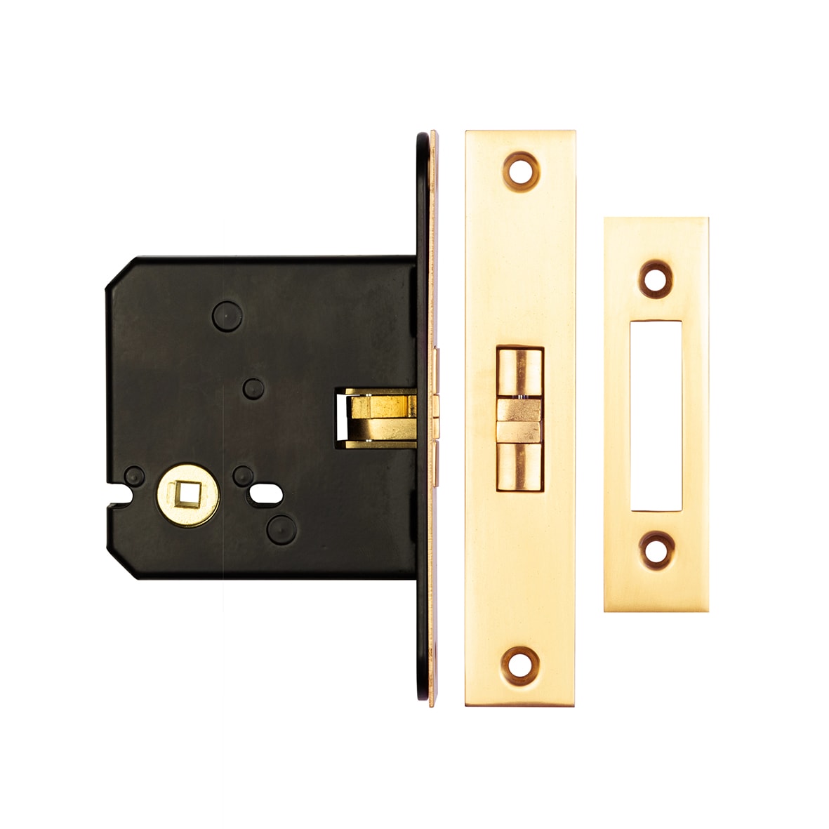 Sliding Door Bathroom Lock - 76mm Case - 56mm Backset - Polished Brass - view 2