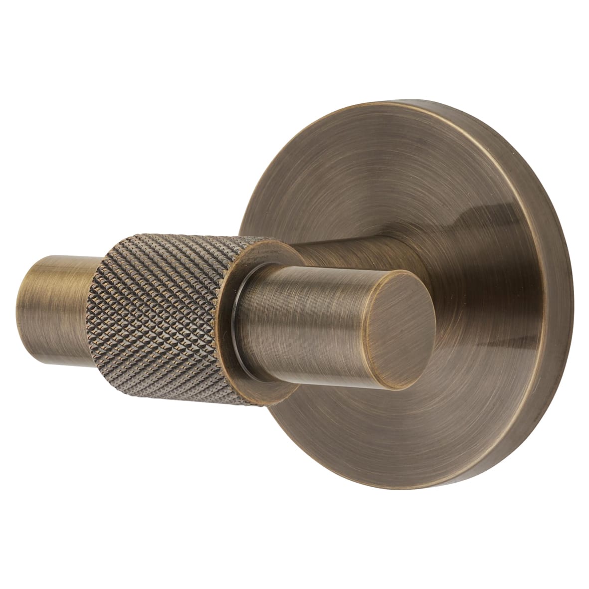 Knurled Single Coat Hook - 55 x 52mm - Antique Brass - view 2