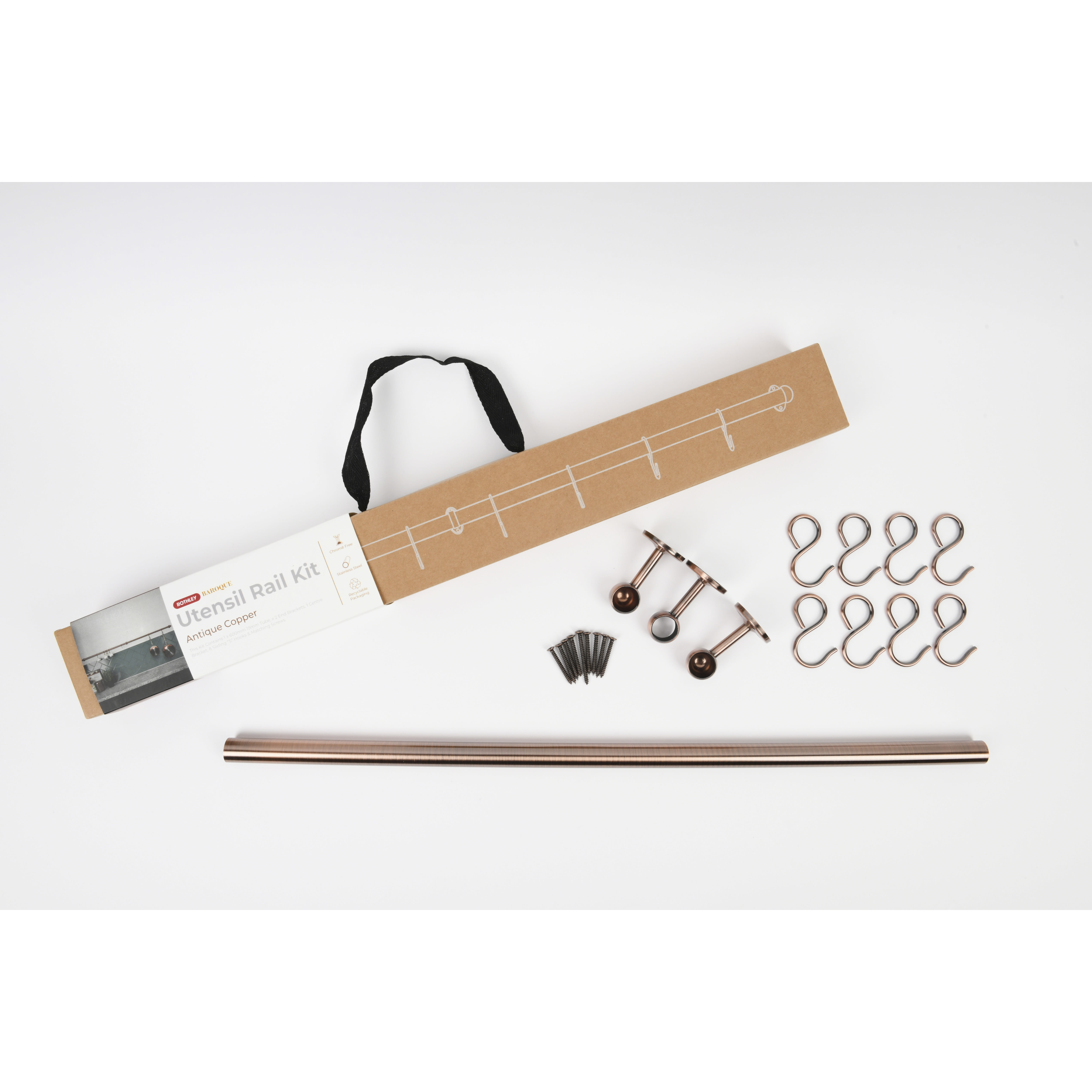 Kitchen Utensil Rail Kits - 19 x 1000mm - Antique Copper - view 3