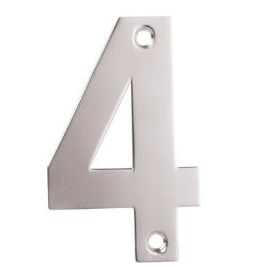 100mm Screw Fix Door Numeral - 4 - Polished Stainless Steel - view 2
