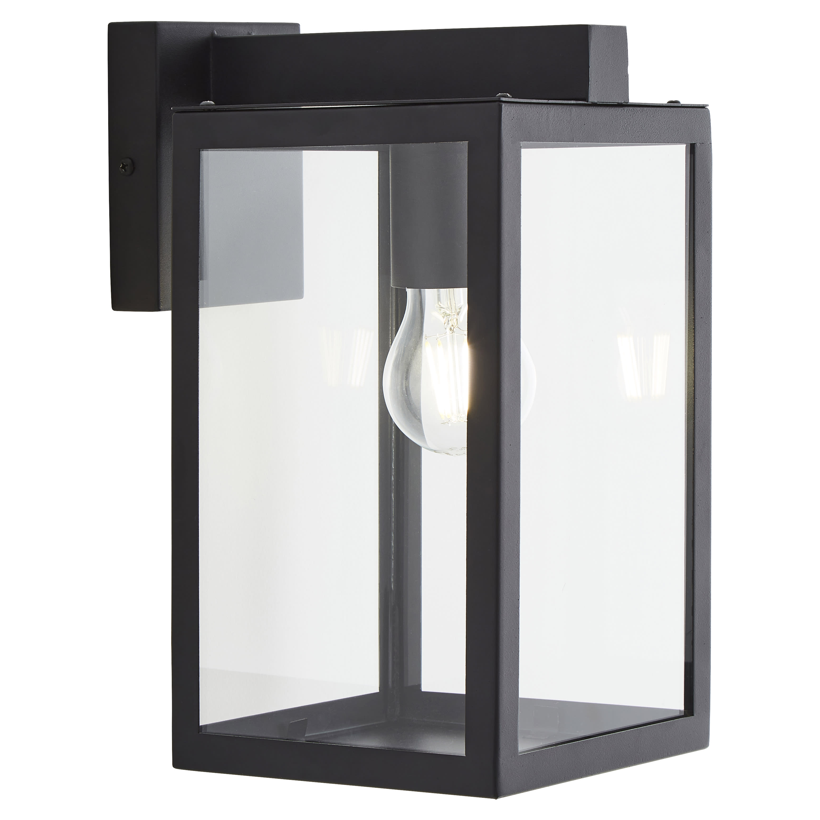 Forum Zink Hestia Glass Panel Outdoor Wall Lantern Light - IP44 - Black - view 3
