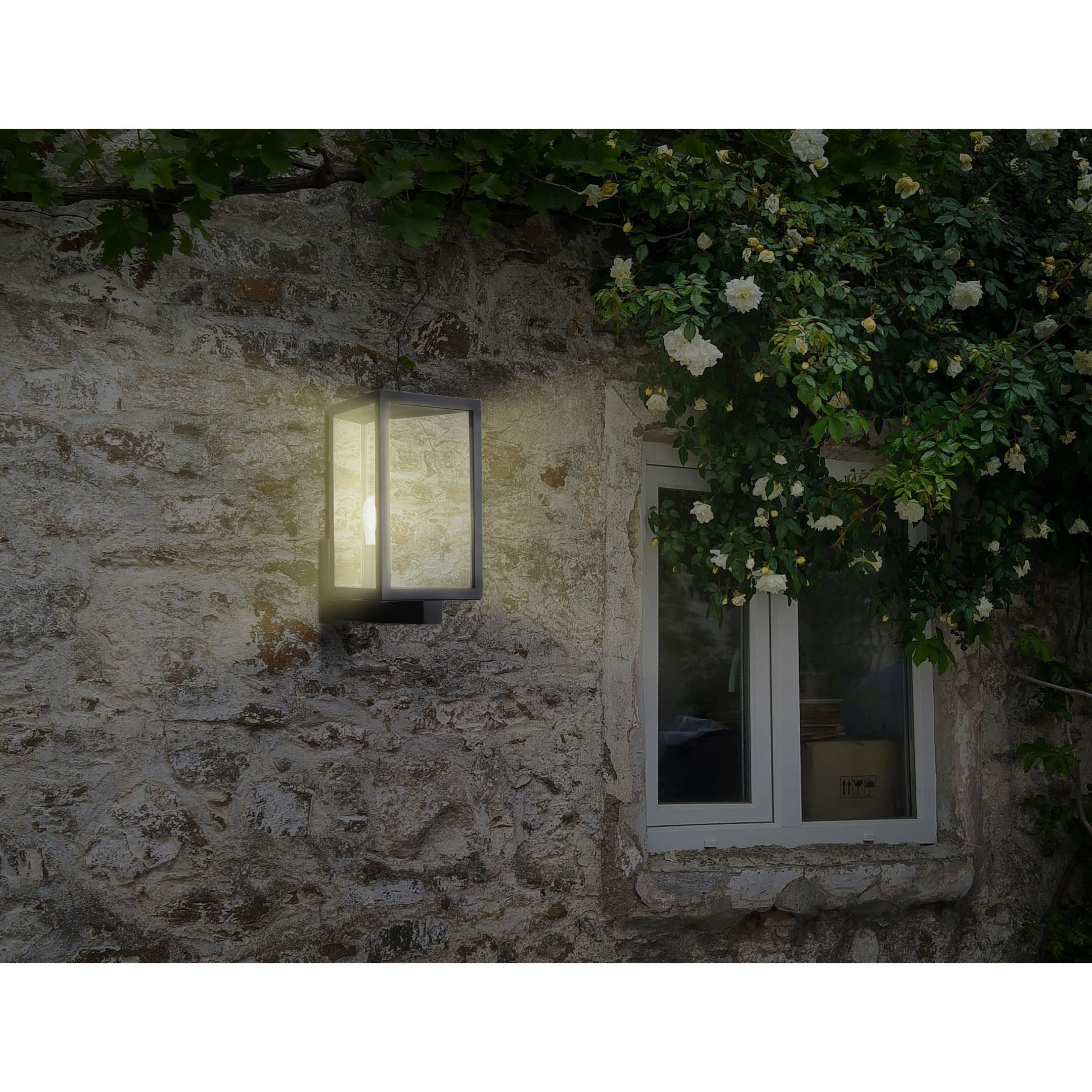 Forum Zink Hestia Glass Panel Outdoor Wall Lantern Light - IP44 - Black - view 4