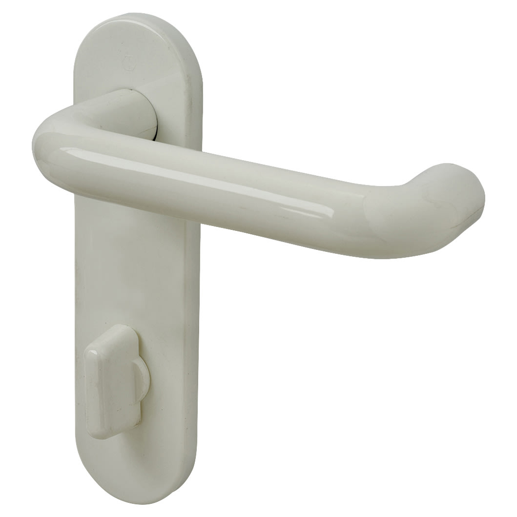 Diamond White Nylon Steel Core Safety Bathroom Door Handles - 78mm c/c - Paris Range - view 2