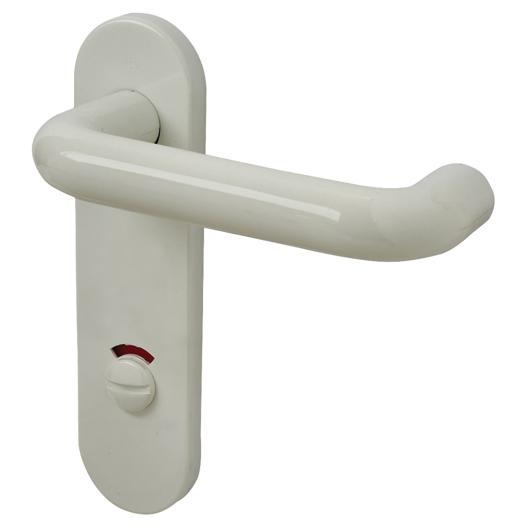 Diamond White Nylon Steel Core Safety Bathroom Door Handles - 78mm c/c - Paris Range - view 3