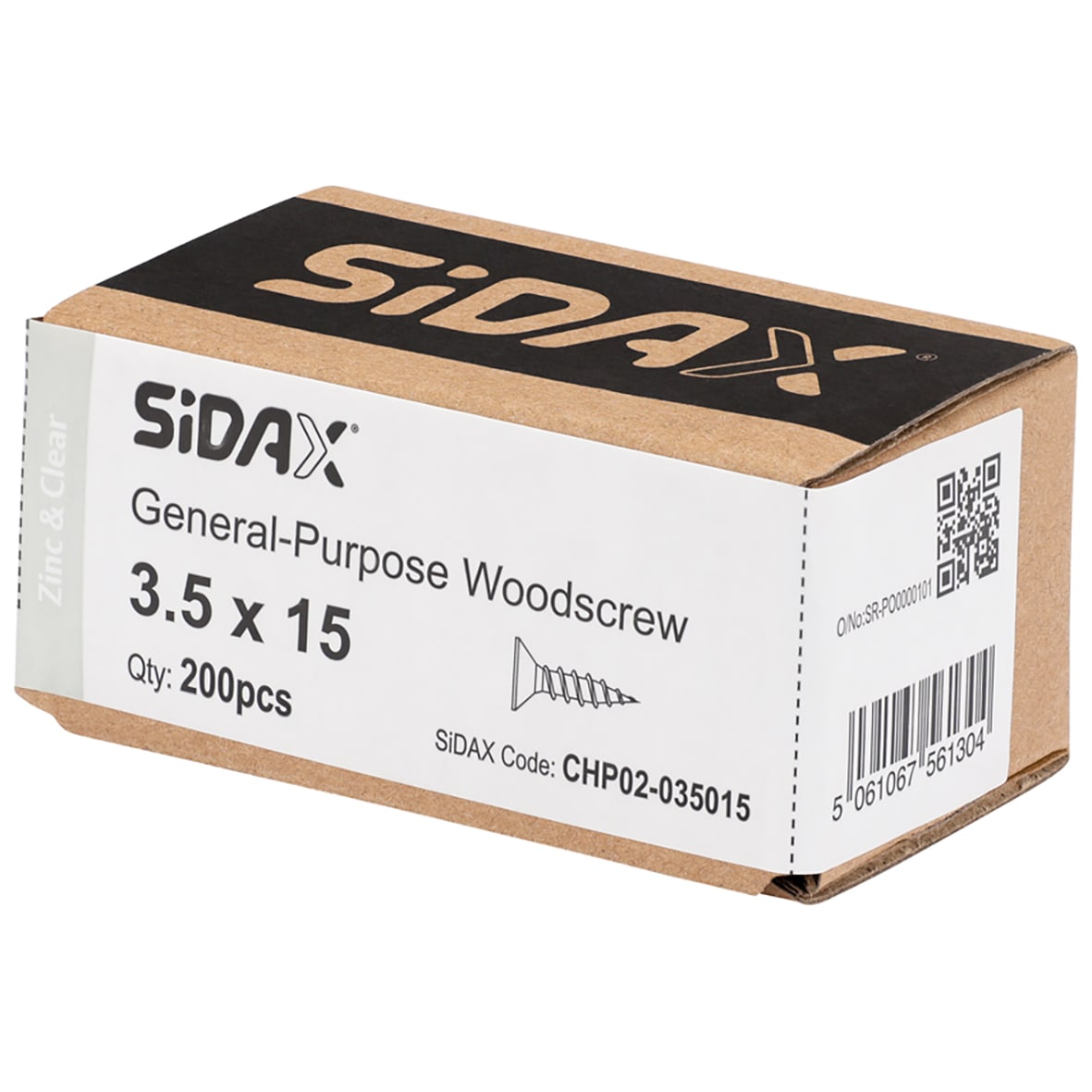 General Purpose Pozi Countersunk Chipboard Wood Screws - 3.5 x 15mm - Zinc Plated - Pk of 200 - view 2