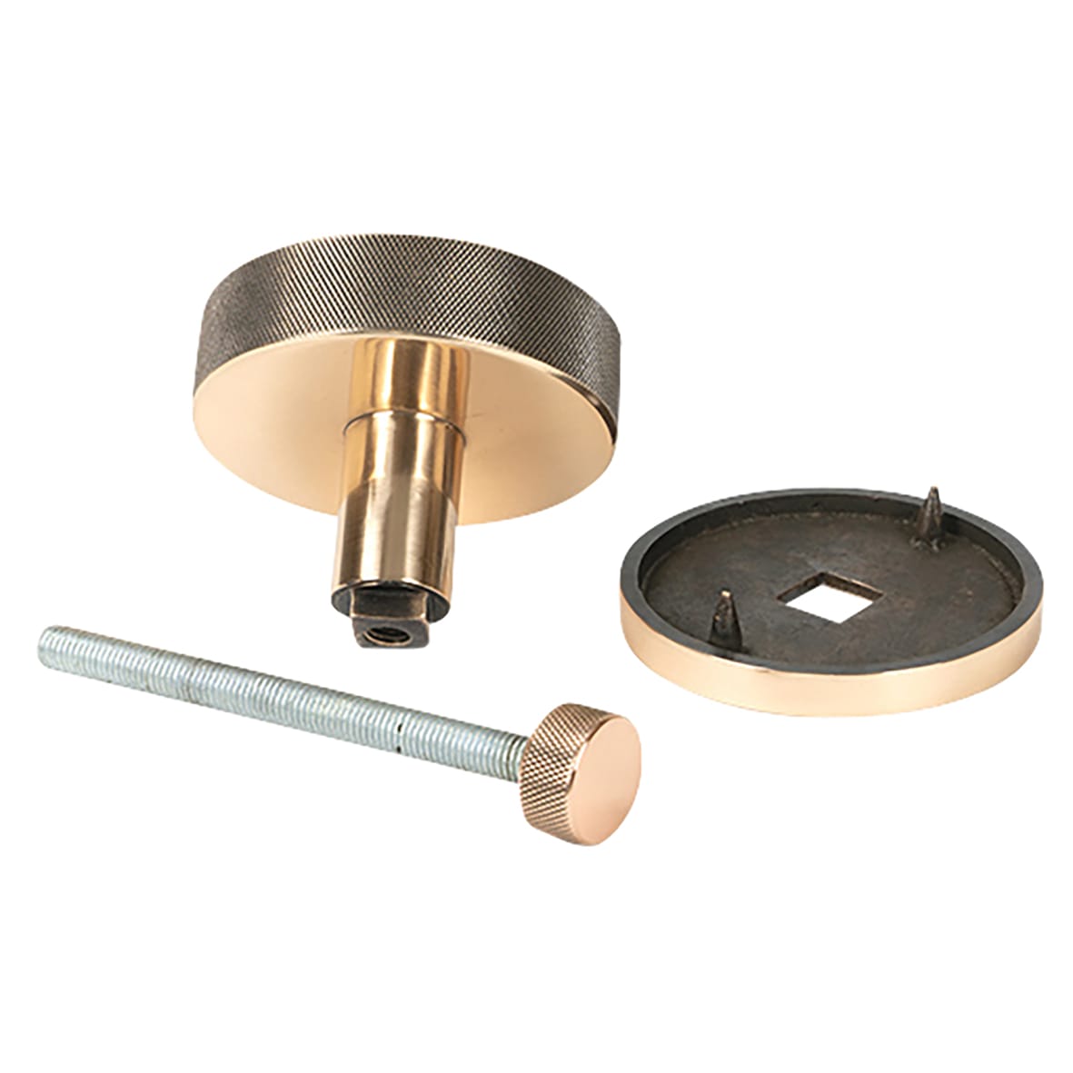Brompton Polished Bronze Round Knurled Centre Door Knob - 90mm Rose Diameter - view 2