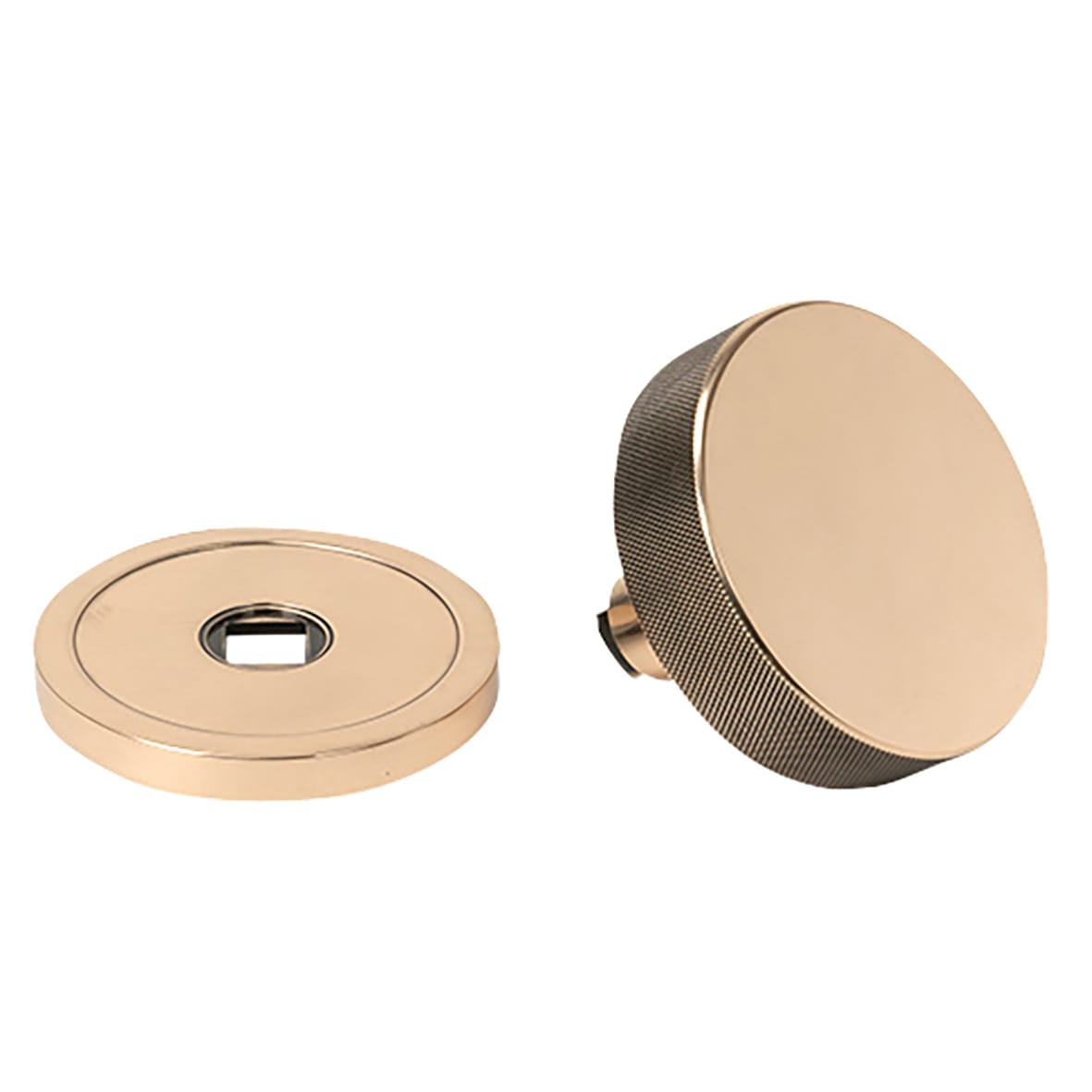 Brompton Polished Bronze Round Knurled Centre Door Knob - 90mm Rose Diameter - view 3