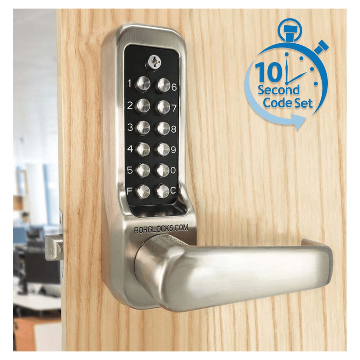 Borg BL7001 Easicode Pro Heavy Duty Push Button Code Lock and Tubular Latch - Stainless Steel - view 4