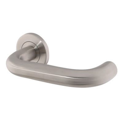 Satin Stainless Steel 19mm Return to Door Handles on Round Rose - view 2