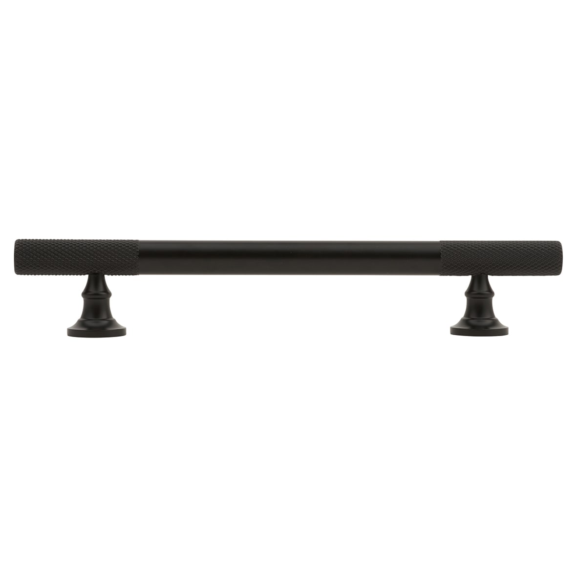 York 12mm Partially Knurled T-Bar Cabinet Pull Handle - 128mm Centres - Matt Black - view 2