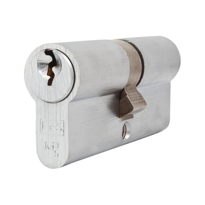 5 Pin 70mm Euro Double Cylinder - 35 + 35mm - Satin Chrome - Master Keyed - view 2