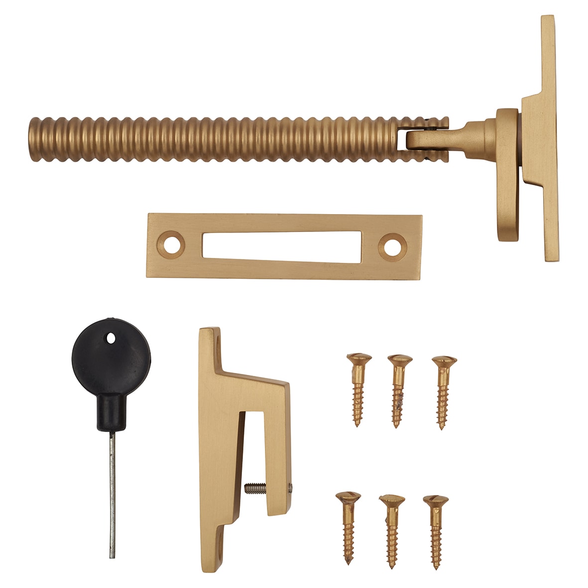 Iris Reeded Locking Mortice & Hook Plate Window Fastener - Reversible - Satin Brass - view 5