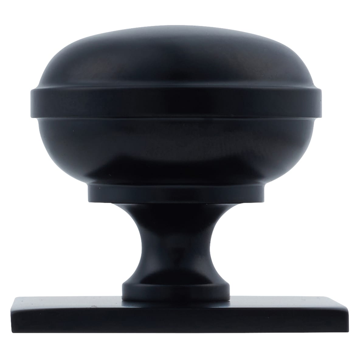 Quantock Cabinet Knob on Square Backplate - 34mm Diameter - Matt Black - view 2
