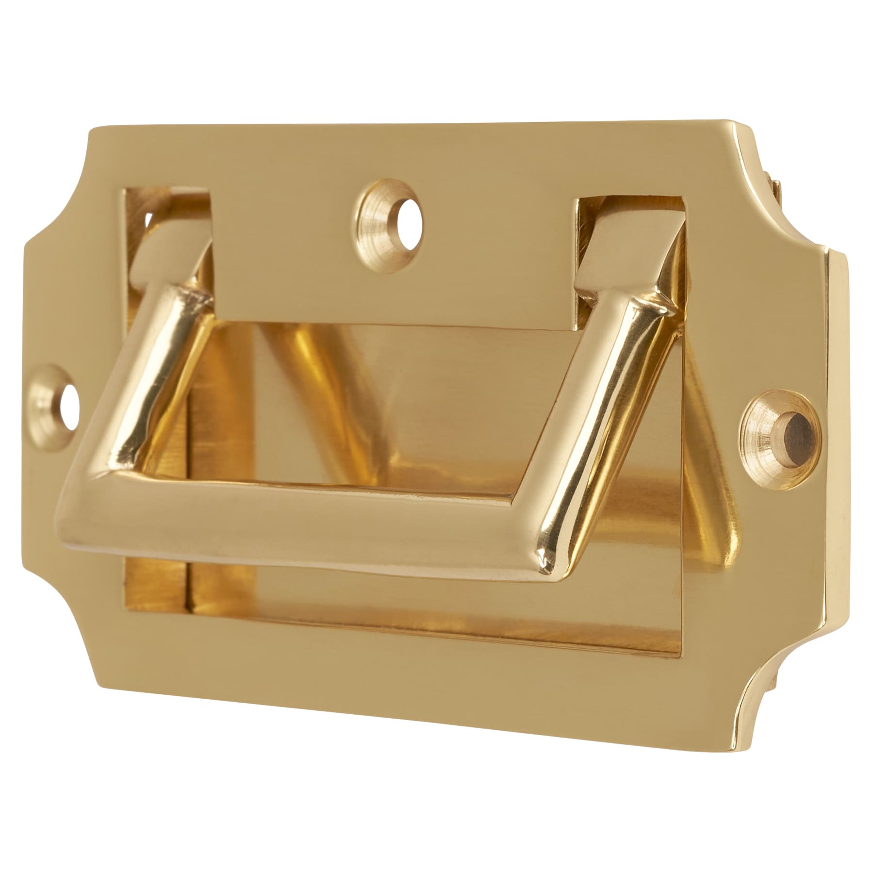 Military Chest Flush Cabinet Pull Handle - 89 x 45mm - Polished Brass - view 4