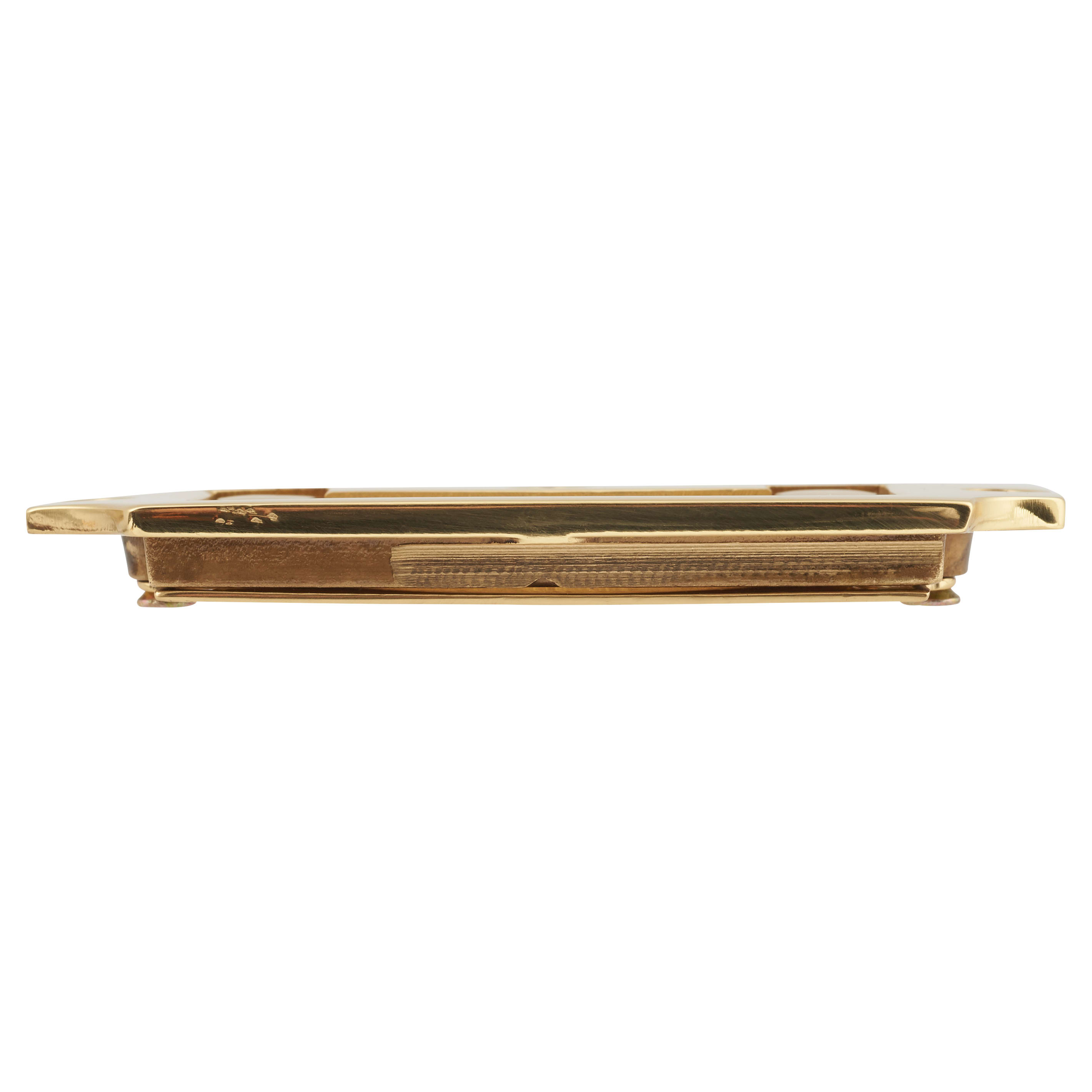 Military Chest Flush Cabinet Pull Handle - 89 x 45mm - Polished Brass - view 5