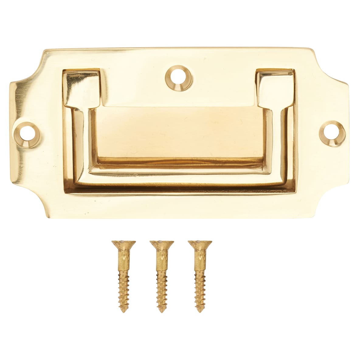 Military Chest Flush Cabinet Pull Handle - 89 x 45mm - Polished Brass - view 6